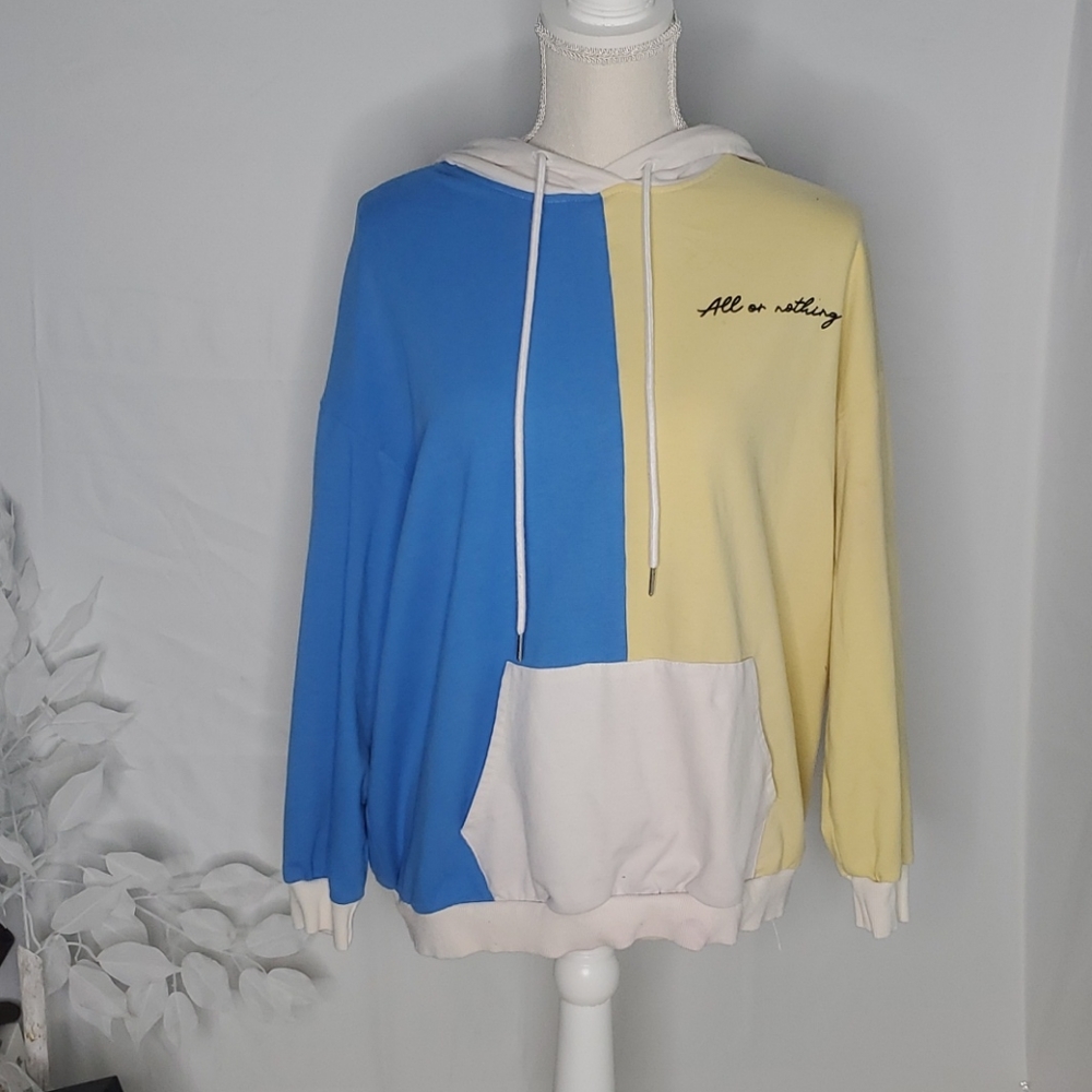 Duo Color Blue and Yellow Flag Hoodie “all or nothing”